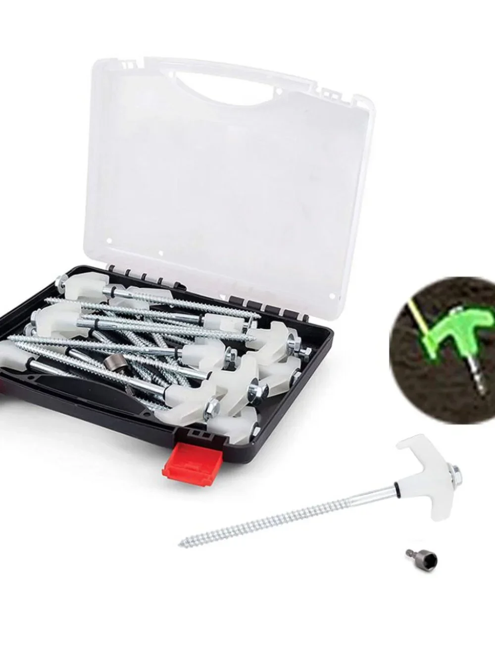 Ground Anchors Screw in, Metal Threaded Tent Spikes, Camping Pegs for Canopies